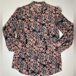 See by Chloe Silk Abstract Long Sleeve Button Down Blouse Sz 4